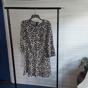 Ann Taylor Loft black and white Animal Cheetah Leopold print dress